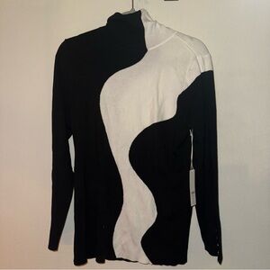 Chico's Black and White Turtleneck Sweater